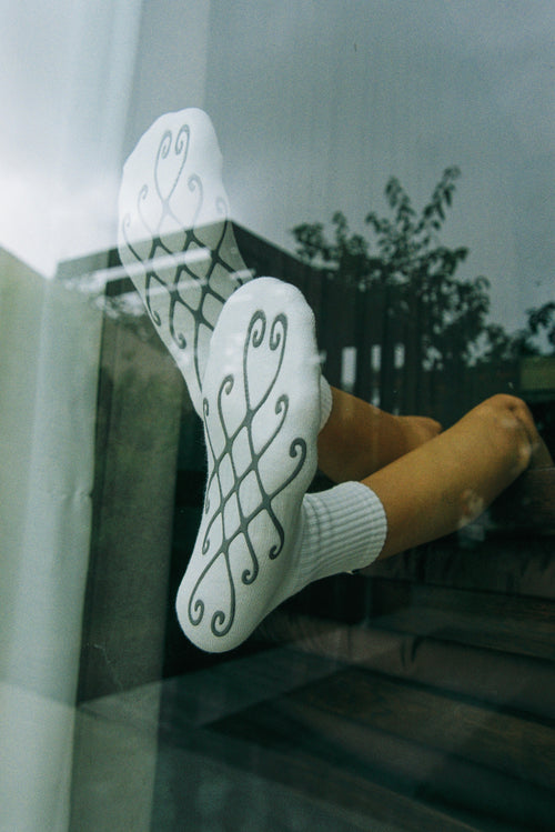 Grip Sock White Heart