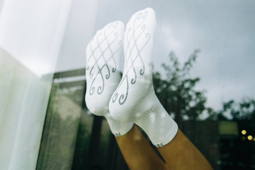 Grip Sock White Heart