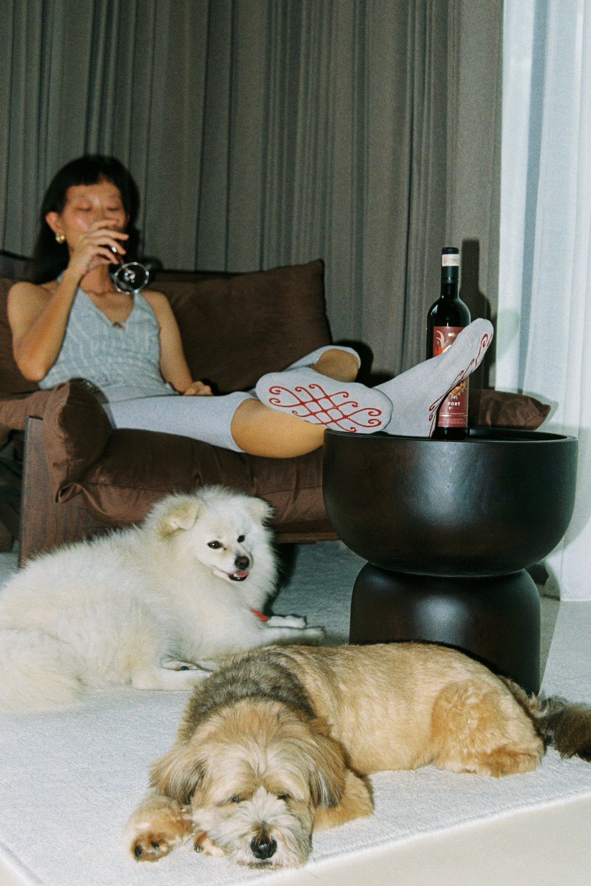 Grip Sock Grey Heart