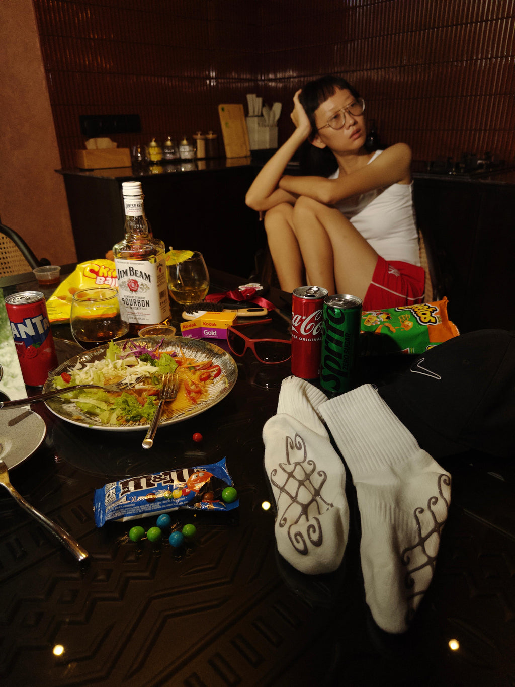 Grip Sock White Heart